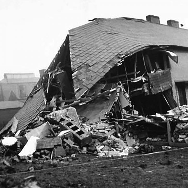 Damaged housing in Belfast following the Luftwaffe attacks of 15th-16th April 1941