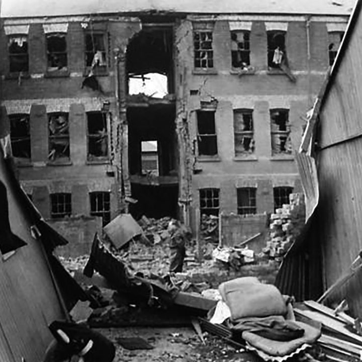 Blitz damage caused to some of the buildings at Victoria Barracks, Belfast in April 1941