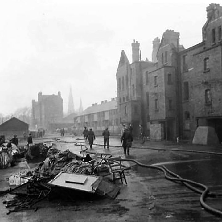 Blitz damage caused to some of the buildings at Victoria Barracks, Belfast in The Easter Raid